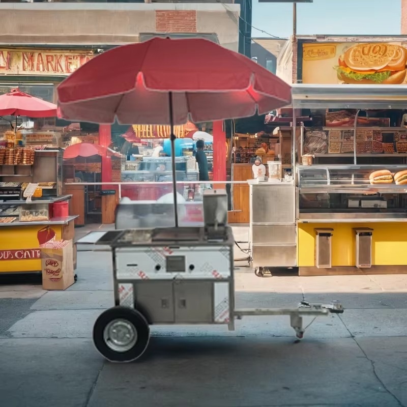 Compact Mobile Snack Food Cart - Hot Dog Vending Cart ulasan dan harga