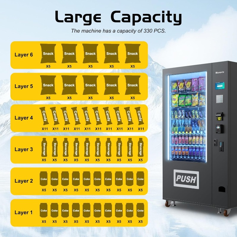 Customized Large 60 Slots Snac - Bill Acceptor Vending ulasan dan harga